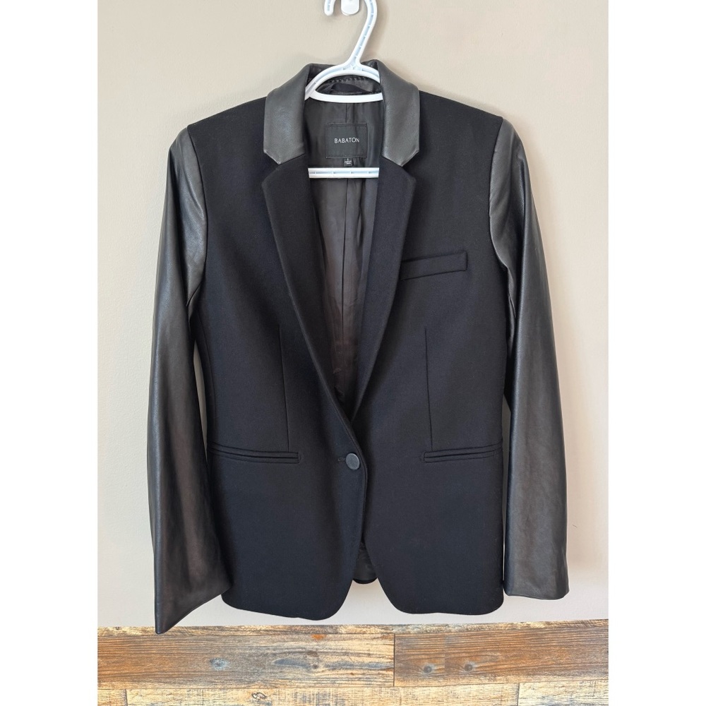 Babaton “Fred” Wool & Leather Blazer Jacket